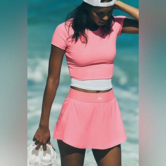 Alo - Match Point Tennis Skirt Skort (Neon Bubblegum) - Picture 1 of 7